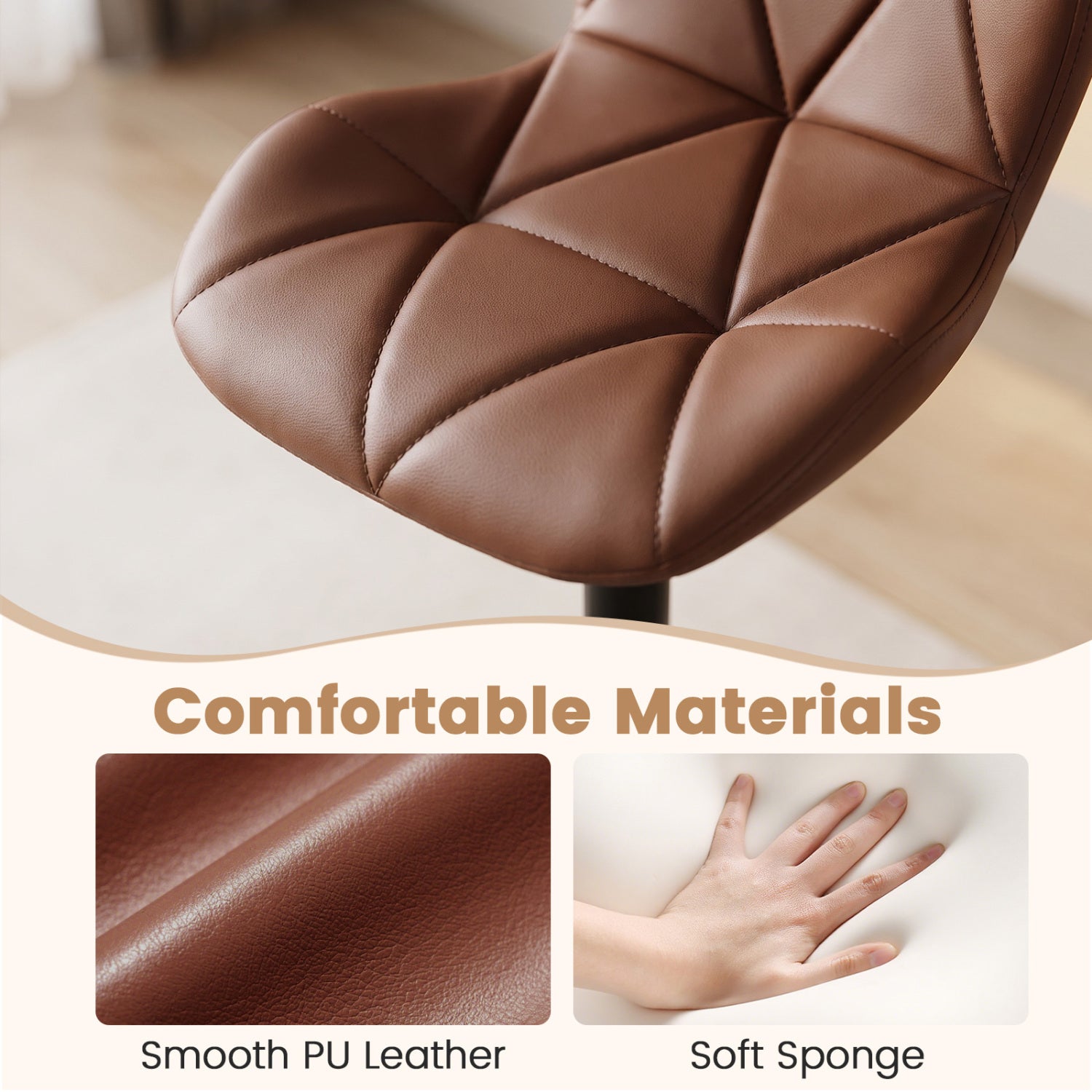 4 Upholstered Swivel Bar Stools, Adjustable Height, Brown Bar Stools at Gallery Canada