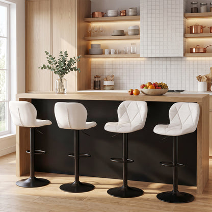 4 Swivel Bar Stools, Adjustable Height, Curved Backs, White Bar Stools at Gallery Canada
