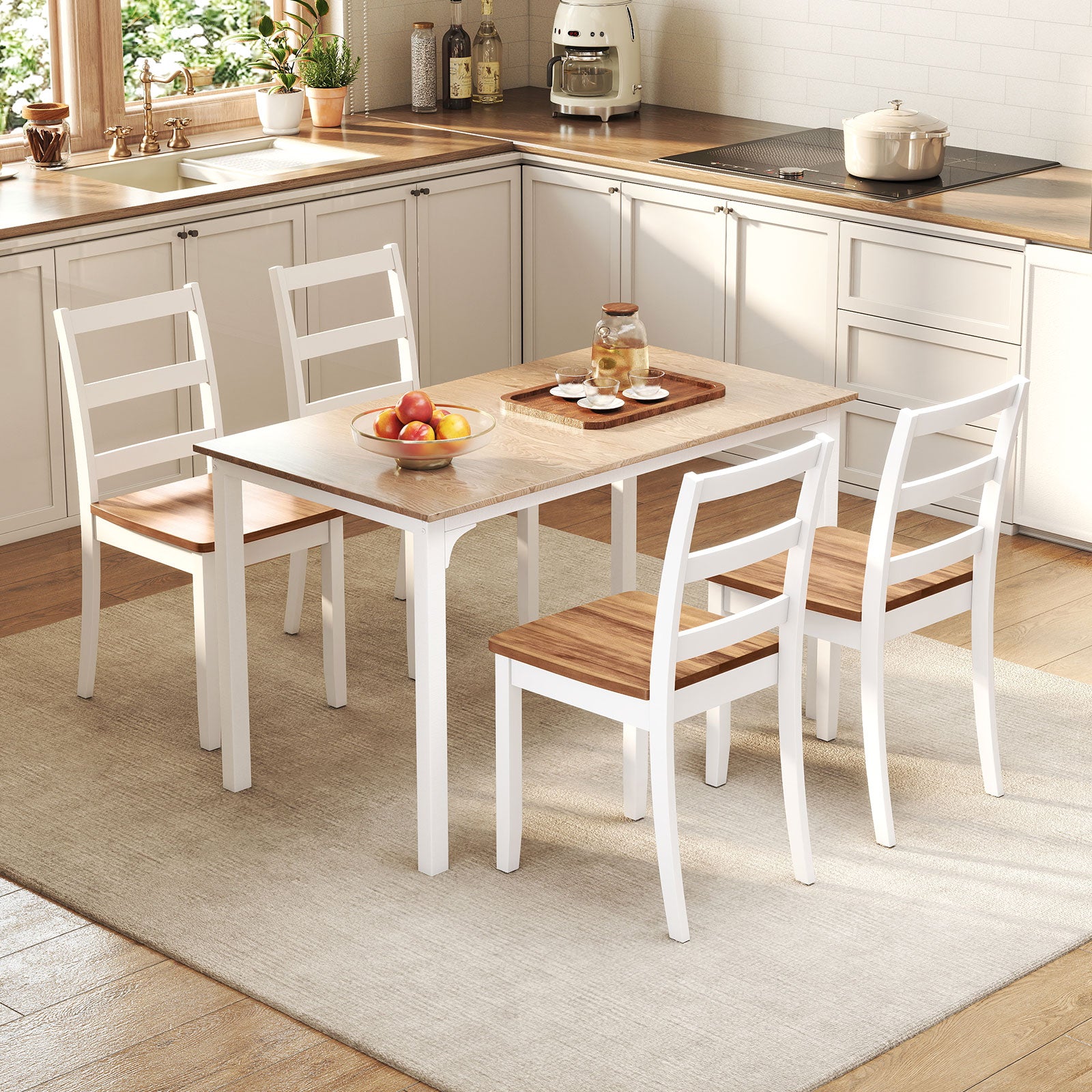 Wood Dining Chairs, Set of 4, Solid Rubber Wood Legs, Brown Dining Chairs at Gallery Canada