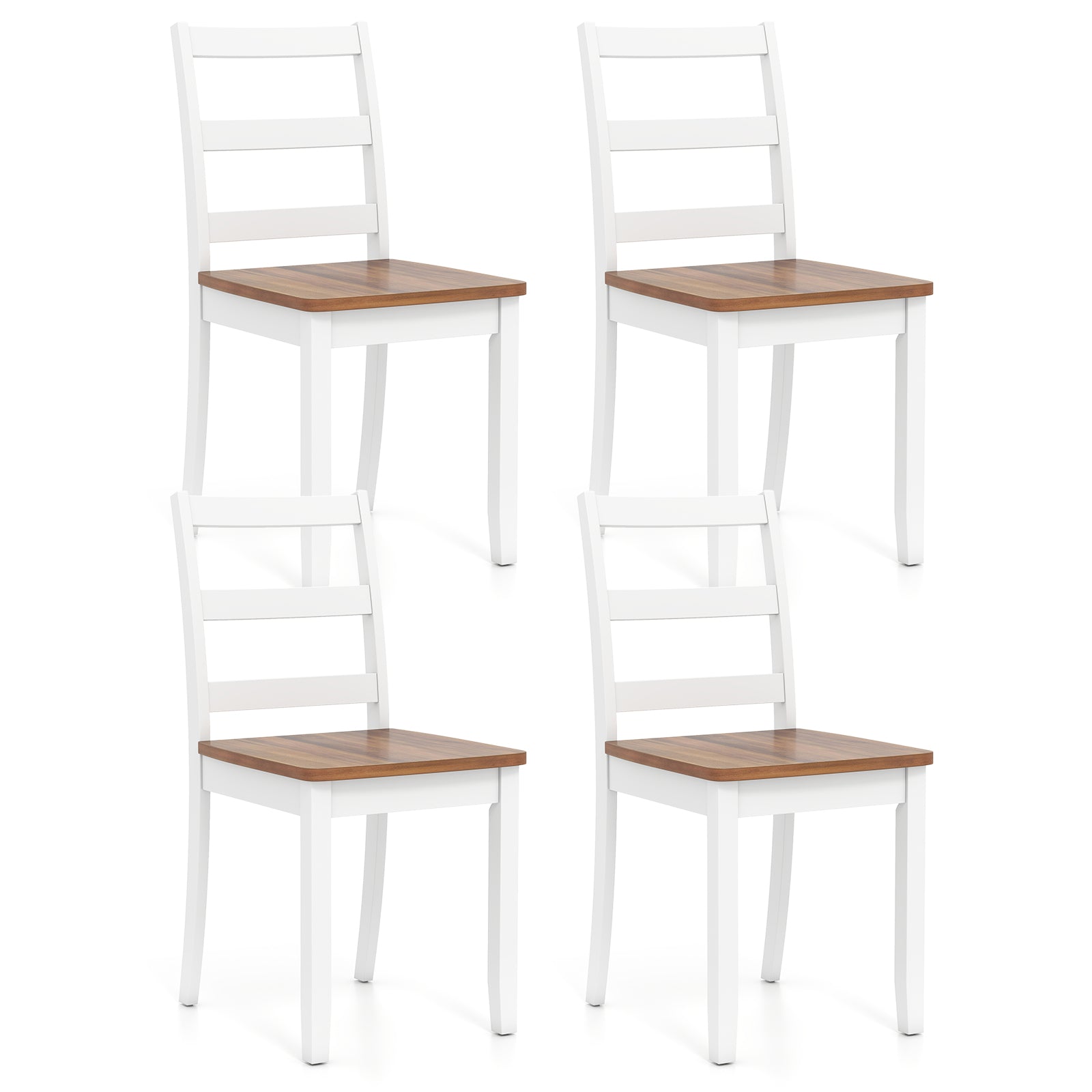 Wood Dining Chairs, Set of 4, Solid Rubber Wood Legs, Brown Dining Chairs Rustic Brown at Gallery Canada