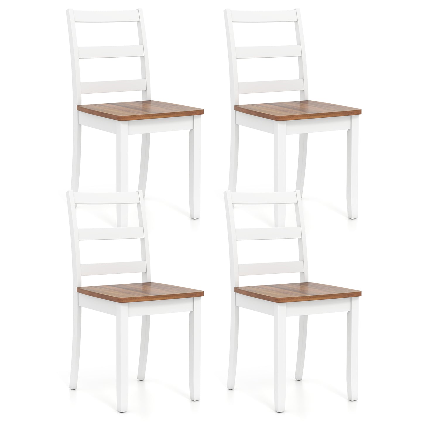 Wood Dining Chairs, Set of 4, Solid Rubber Wood Legs, Brown Dining Chairs Rustic Brown at Gallery Canada