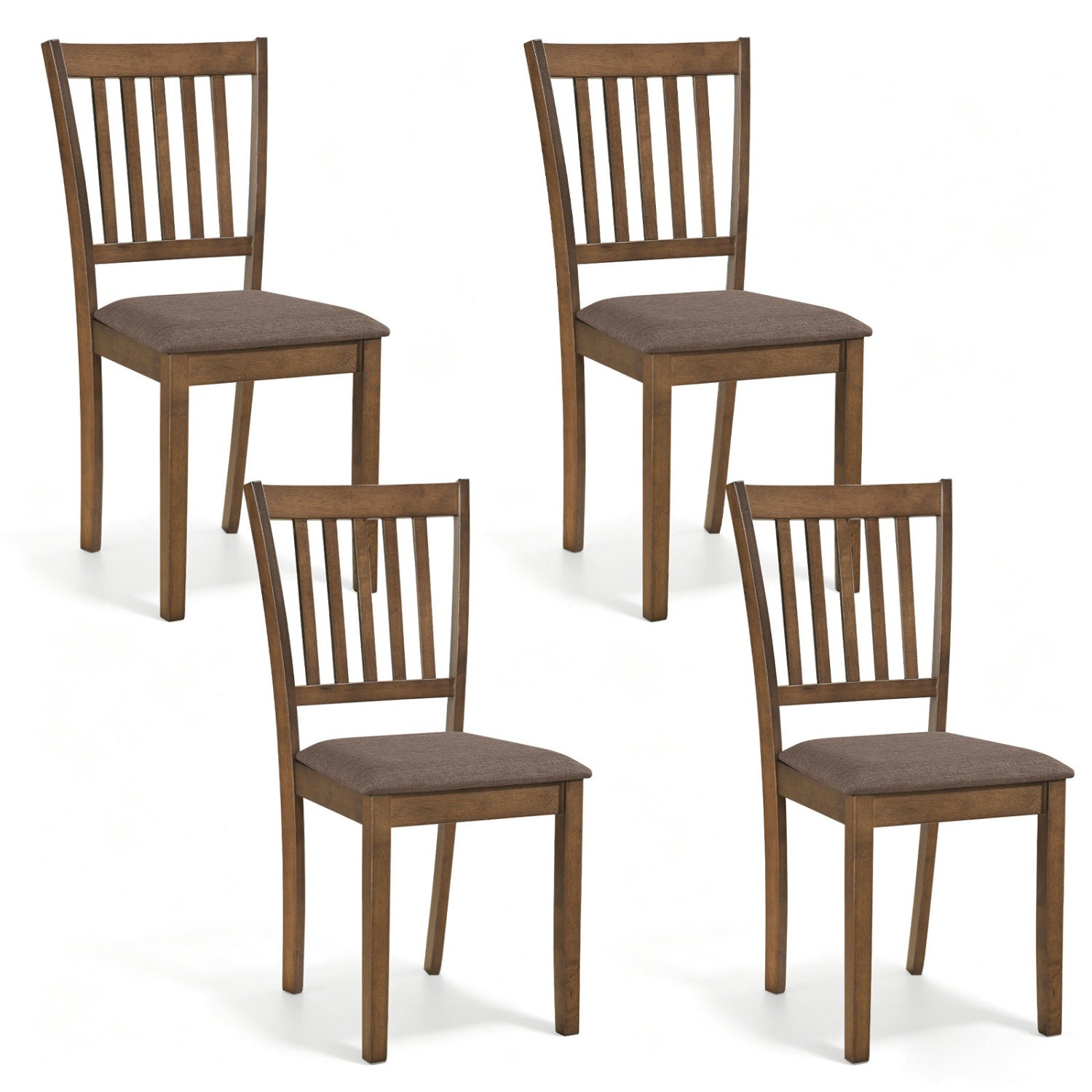 Set Of 4 Wooden Upholstered Dining Chairs, Brown Dining Chairs Brown at Gallery Canada
