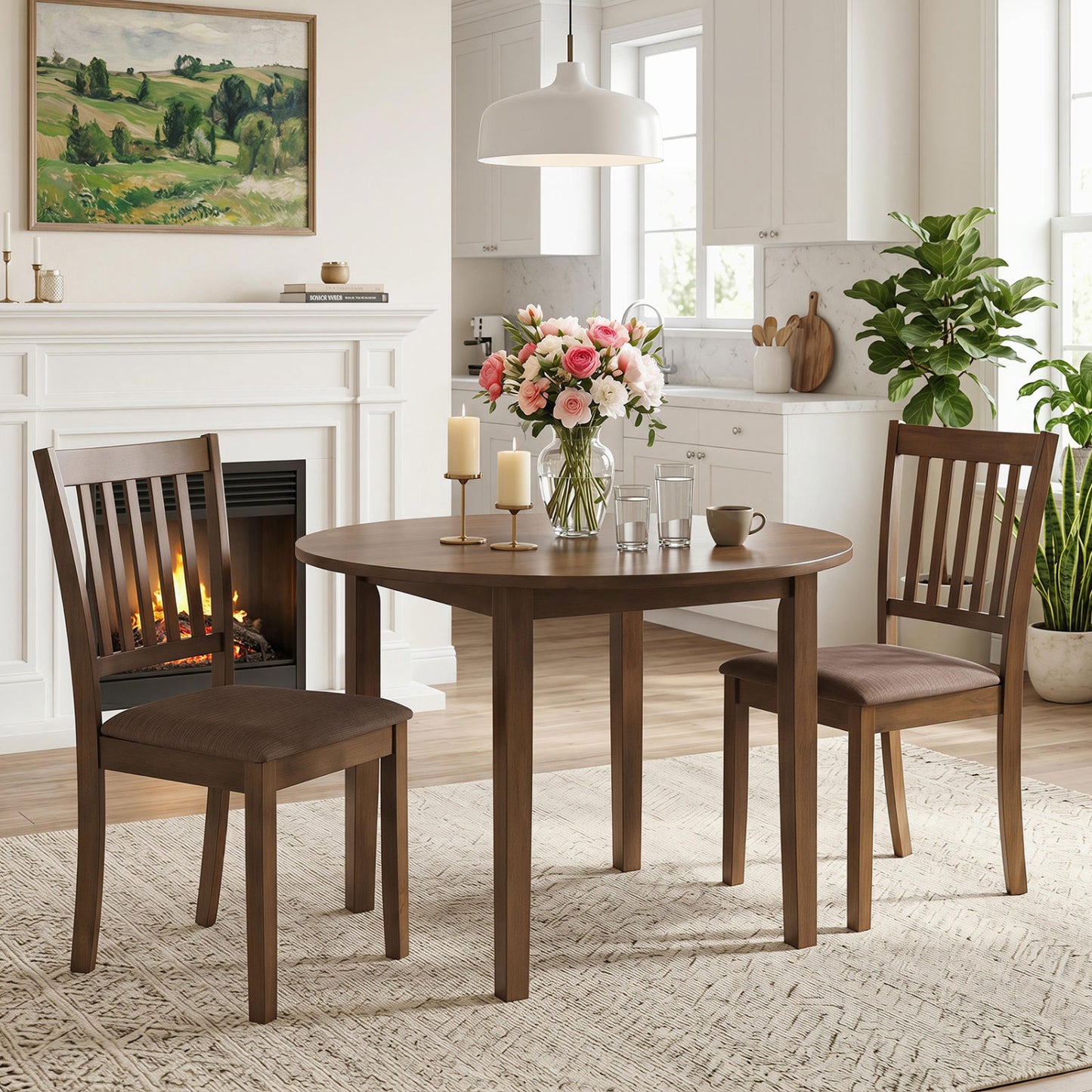 Set Of 4 Wooden Upholstered Dining Chairs, Brown Dining Chairs at Gallery Canada
