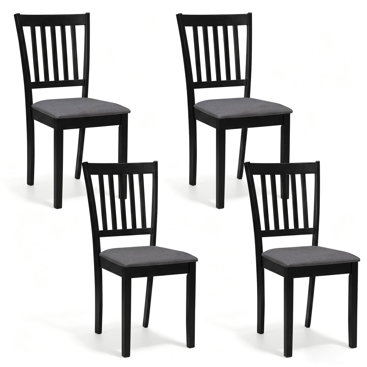 Set Of 4 Wooden Upholstered Dining Chairs, Black Dining Chairs Black at Gallery Canada