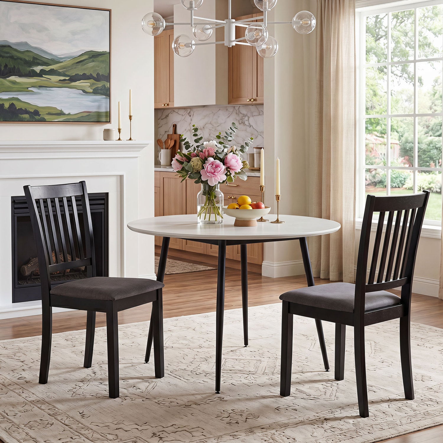 Set Of 4 Wooden Upholstered Dining Chairs, Black Dining Chairs at Gallery Canada