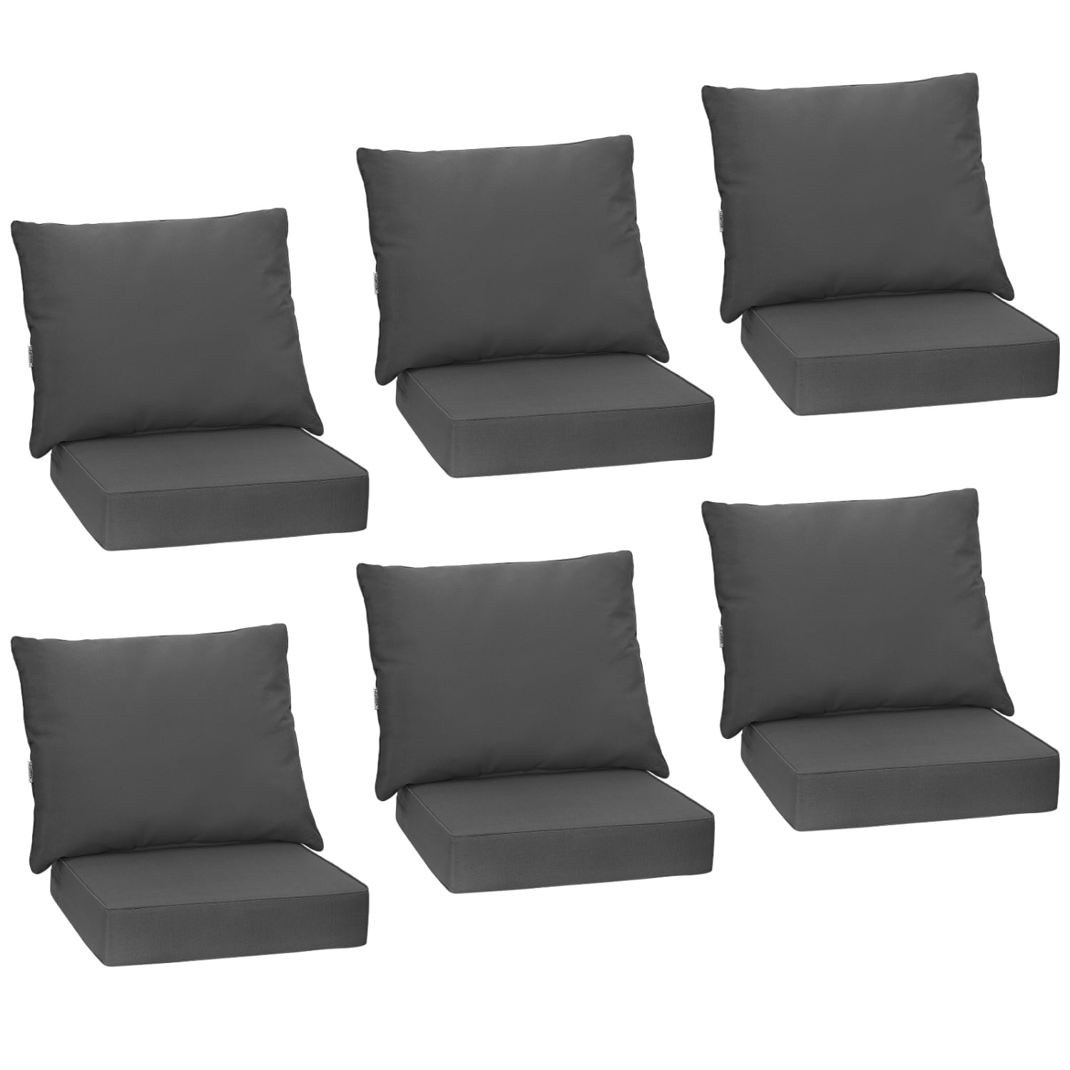 Set of 6 Deep Seat Chair Cushion Pads Set with Rope Belts for Indoor and Outdoor, Gray Outdoor Furniture Accessories at Gallery Canada
