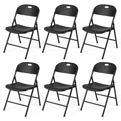 Set of 6 Foldable Plastic Chairs Dining Chairs Black at Gallery Canada