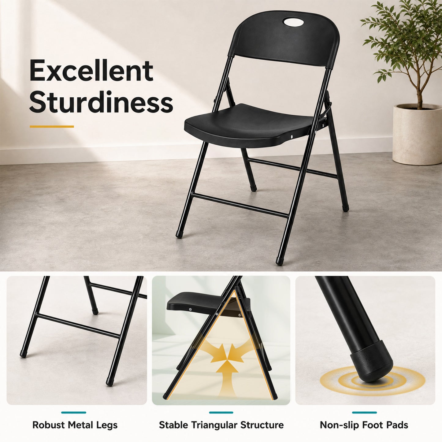 Set of 6 Foldable Plastic Chairs Dining Chairs at Gallery Canada