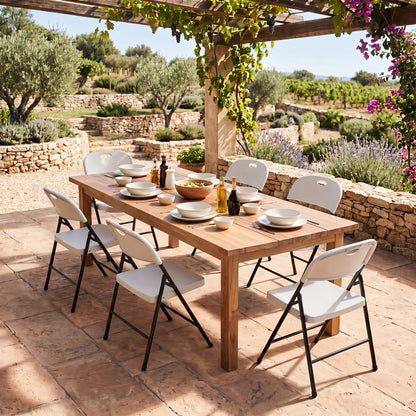 Set of 6 Foldable Plastic Chairs, White Dining Chairs at Gallery Canada
