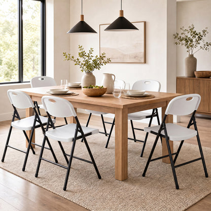 Set of 6 Foldable Plastic Chairs, White Dining Chairs at Gallery Canada