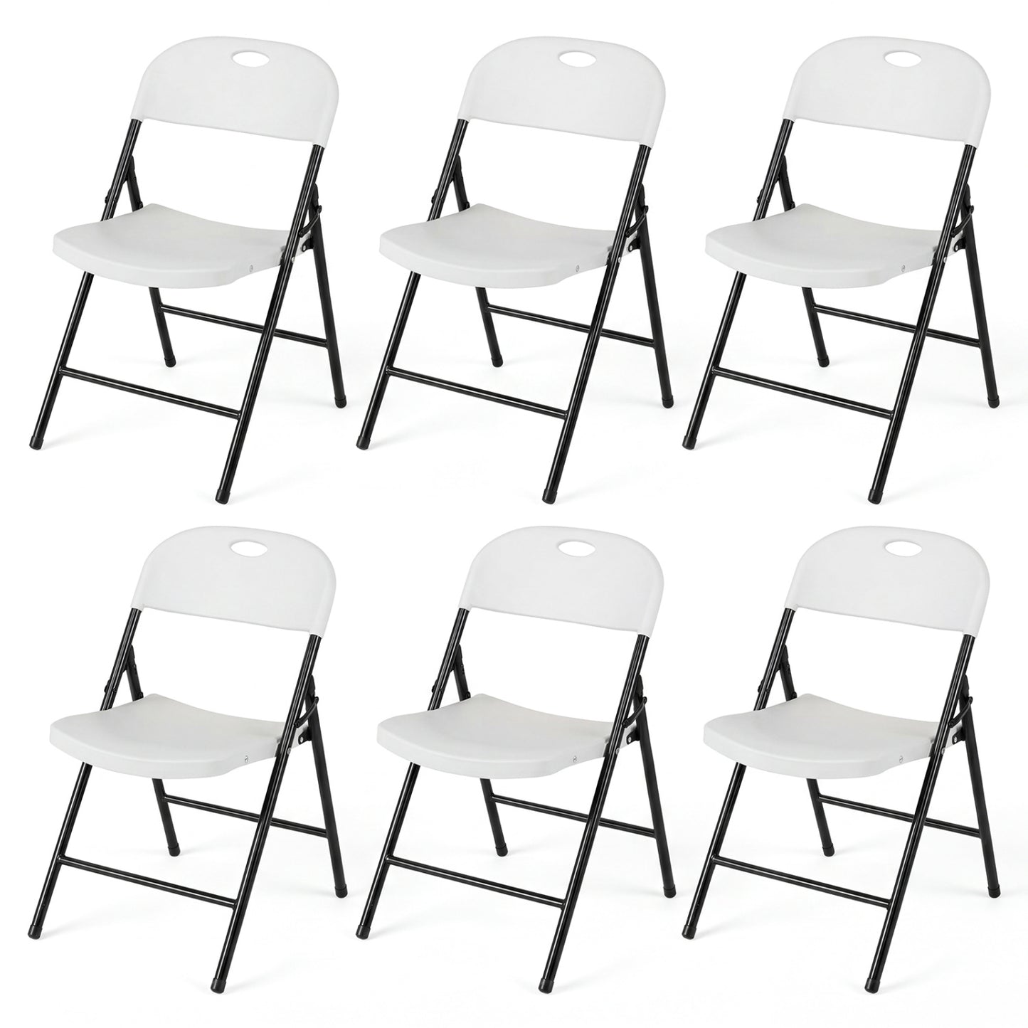 Set of 6 Foldable Plastic Chairs, White Dining Chairs White at Gallery Canada
