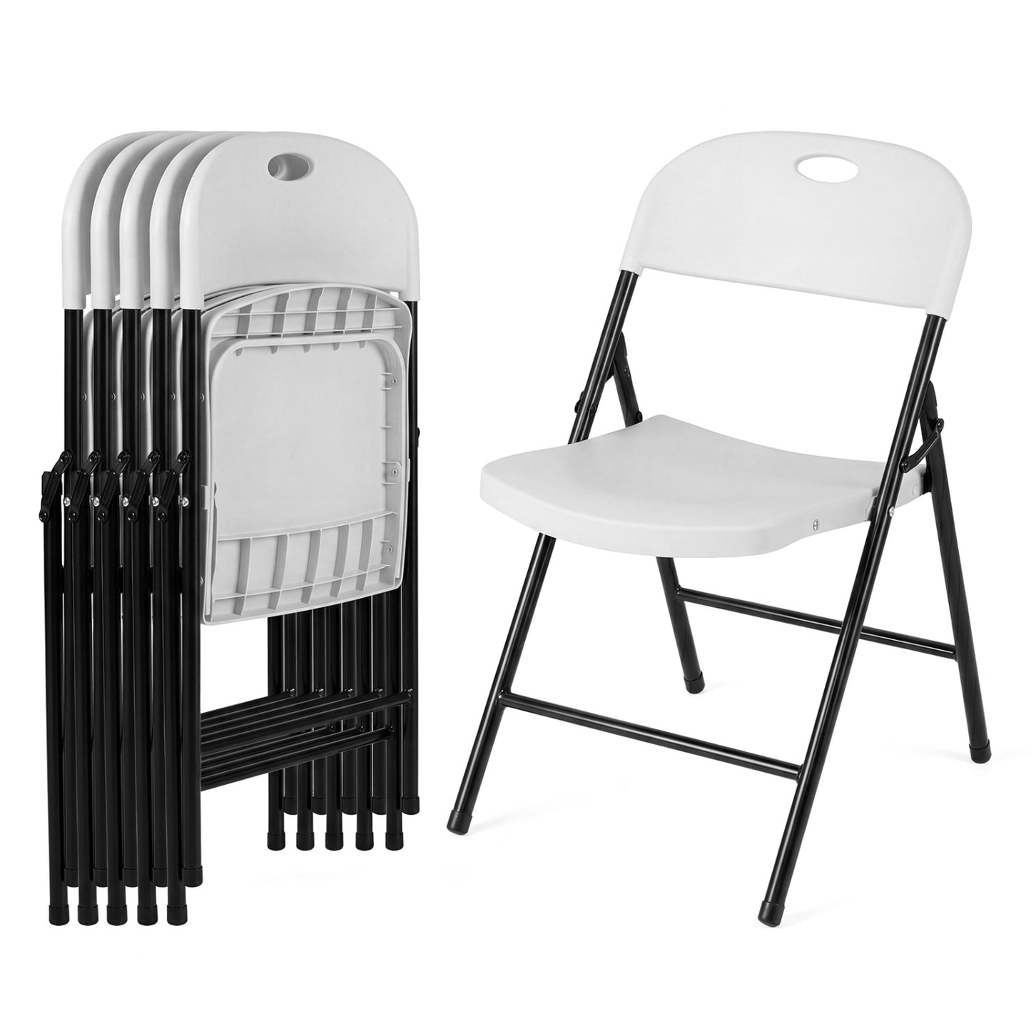 Set of 6 Foldable Plastic Chairs, White Dining Chairs at Gallery Canada