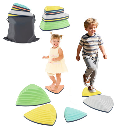 Set of 6 Stepping Stones for Kids Non-Slip Balance Stones with Storage Bag-Set of 6, Multicolor Toy Sports at Gallery Canada