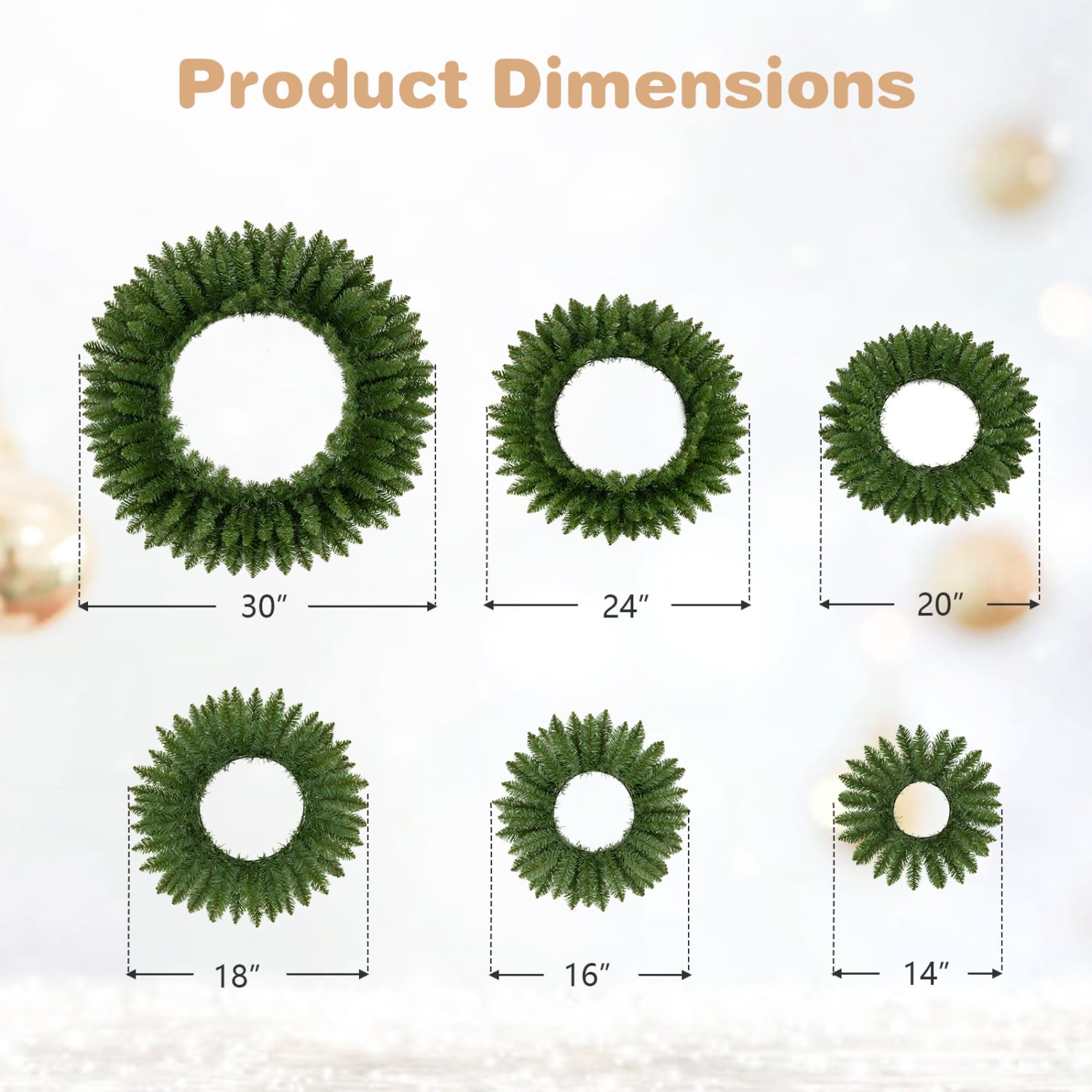Artificial Christmas Wreaths Set of 6, Green Christmas Decor & Accessories at Gallery Canada