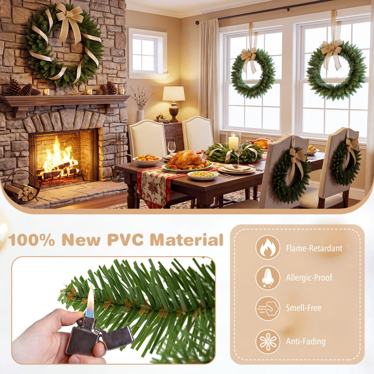 Artificial Christmas Wreaths Set of 6, Green Christmas Decor & Accessories at Gallery Canada