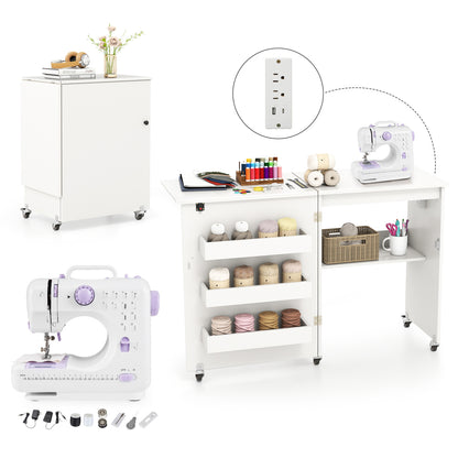 Sewing Machine & Table Set with Charging Station Folding Desk Office Desks at Gallery Canada
