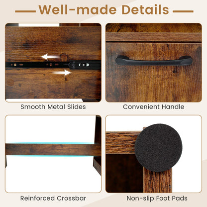 Sewing Table with Power Outlets, 2 Drawers, Rustic Brown Sewing Tables at Gallery Canada