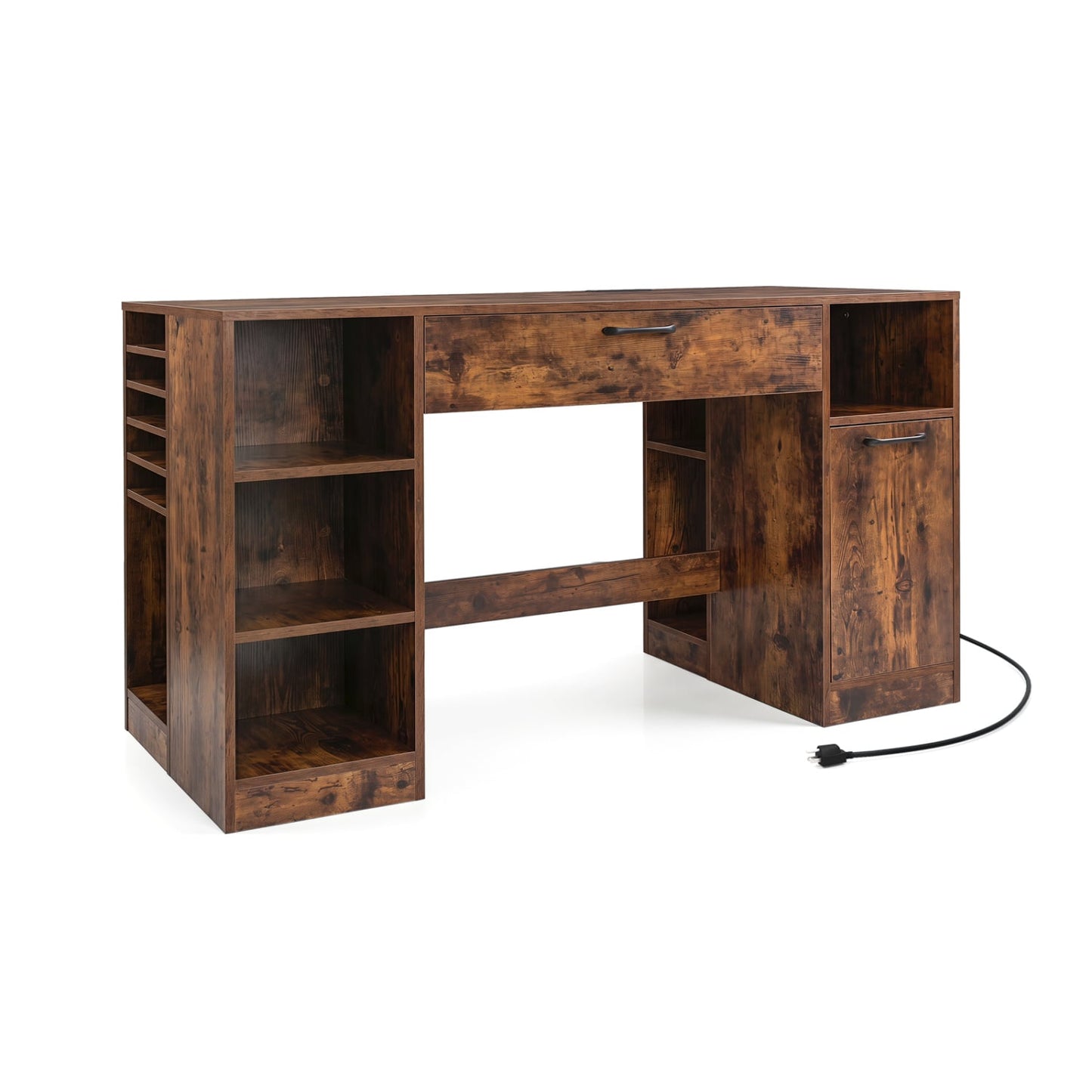 Sewing Table with Power Outlets, 2 Drawers, Rustic Brown Sewing Tables at Gallery Canada