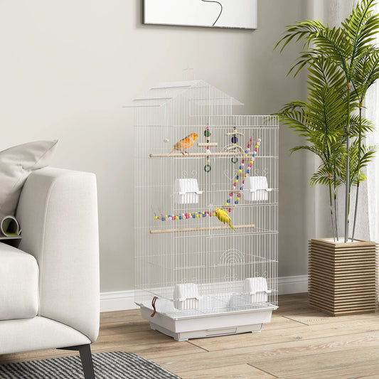 39" Bird Cage for Budgie, Cockatiel, Conure, Small Birds Bird Cages White at Gallery Canada