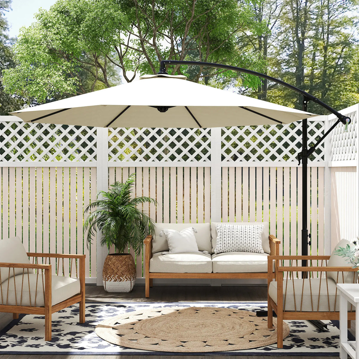 Deluxe Cantilever Umbrella, 10' Outdoor Market Parasol, Beige Cantilever Umbrellas at Gallery Canada