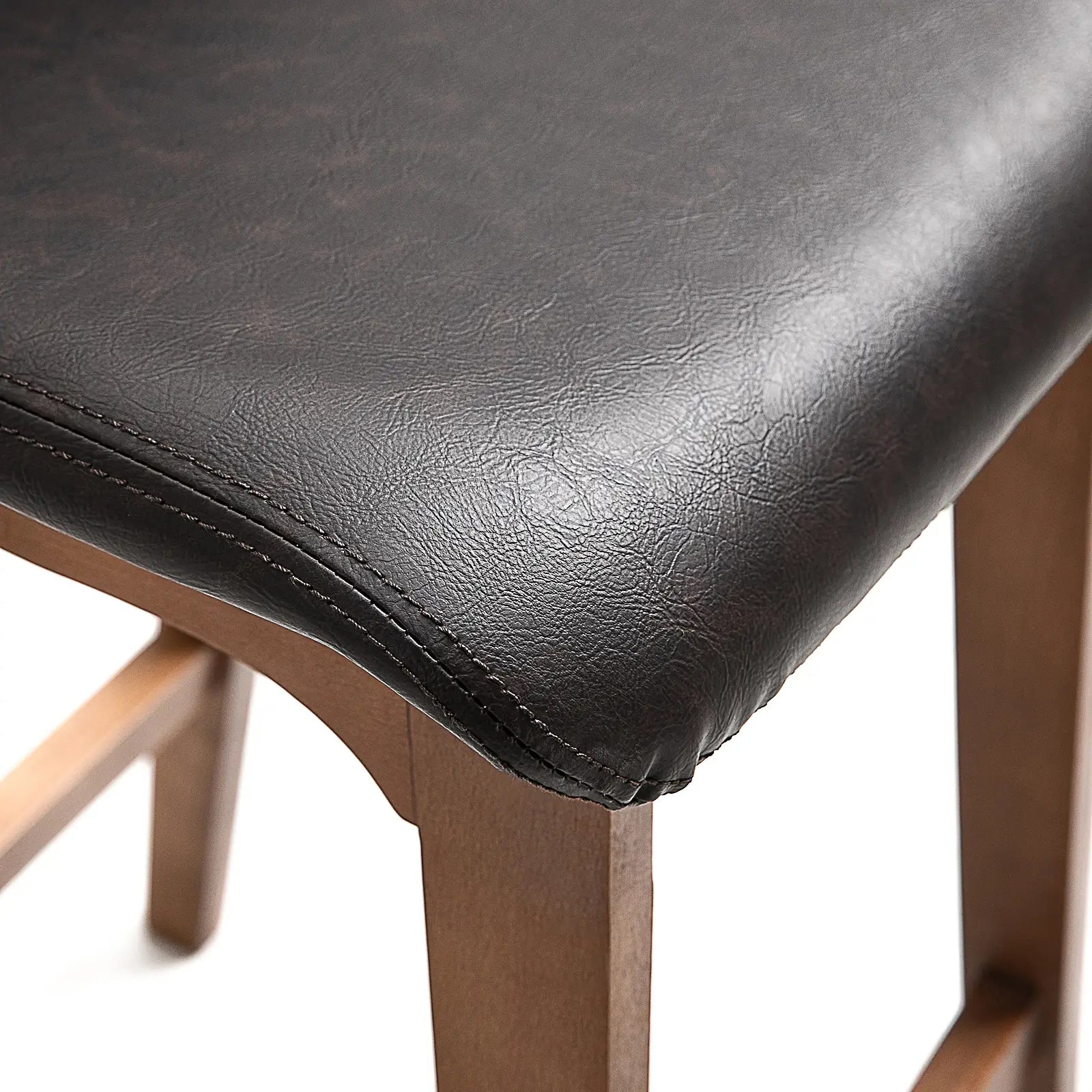 Modern Bar Stools Set of 2, Counter Height, PU Leather, Wooden Frame, Dark Brown Bar Stools at Gallery Canada