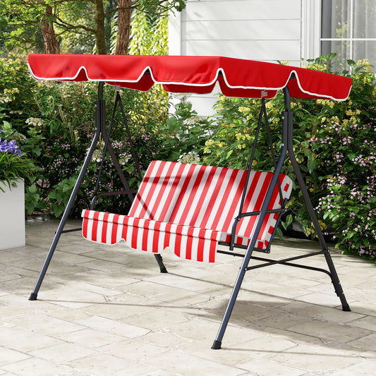 3-Seater Outdoor Porch Swing, Adjustable Canopy, Red Patio Swings with Stand Red at Gallery Canada
