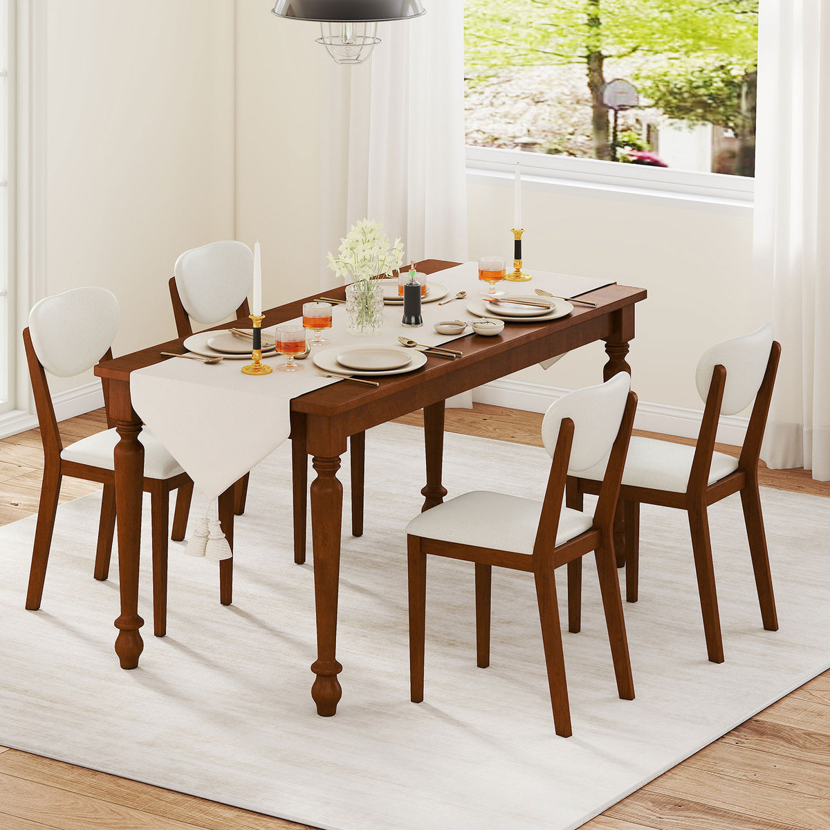 Sherpa Dining Chairs Set of 4, Rubber Wood Legs, Walnut Dining Chairs at Gallery Canada