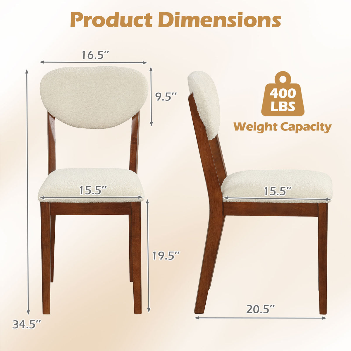 Sherpa Dining Chairs Set of 4, Rubber Wood Legs, Walnut Dining Chairs at Gallery Canada
