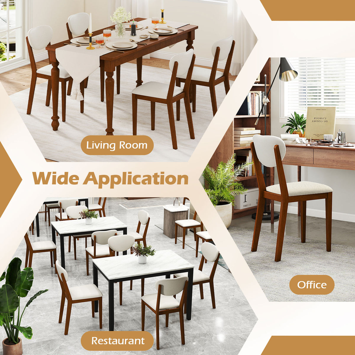 Sherpa Dining Chairs Set of 4, Rubber Wood Legs, Walnut Dining Chairs at Gallery Canada