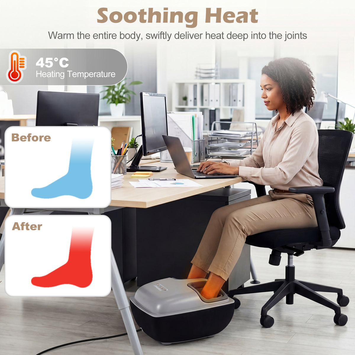 Shiatsu Foot Massager with 3-Level Deep Kneading and Air Compression, Black Foot Massager at Gallery Canada