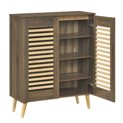 Shoe Cabinet with Louvered Doors and Removable Shelves, Walnut Shoe Racks & Storage Benches Walnut at Gallery Canada