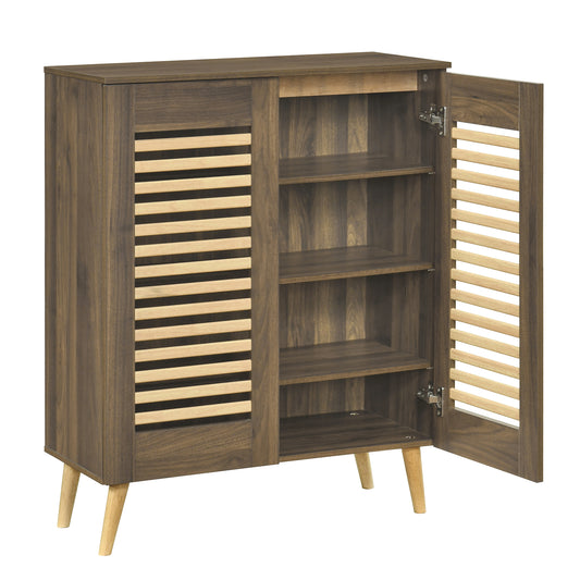 Shoe Cabinet with Louvered Doors and Removable Shelves, Walnut Shoe Racks & Storage Benches Walnut at Gallery Canada