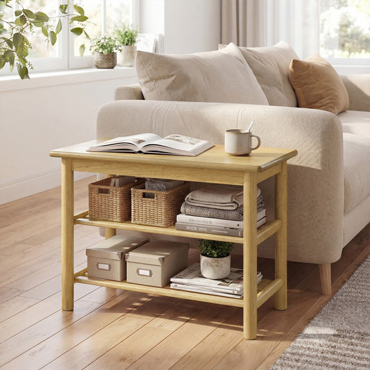 Shoe Rack Bench, 3-Tier Rubberwood, Natural Shoe Racks & Storage Benches Natural at Gallery Canada