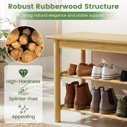 Shoe Rack Bench, 3-Tier Rubberwood, Natural Shoe Racks & Storage Benches at Gallery Canada