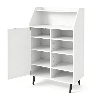 Shoe Storage Cabinet with 2-Tier Open Compartment and 4-Tier Adjustable Shelf, White Shoe Racks & Storage Benches at Gallery Canada