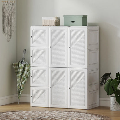 Portable Wardrobe, Foldable Plastic Closet, 8 Compartments, 2 Hanging Rods, White Clothing Storage at Gallery Canada
