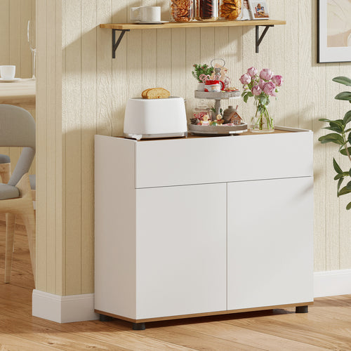 Sideboard Buffet Cabinet, Wooden Kitchen Storage, White