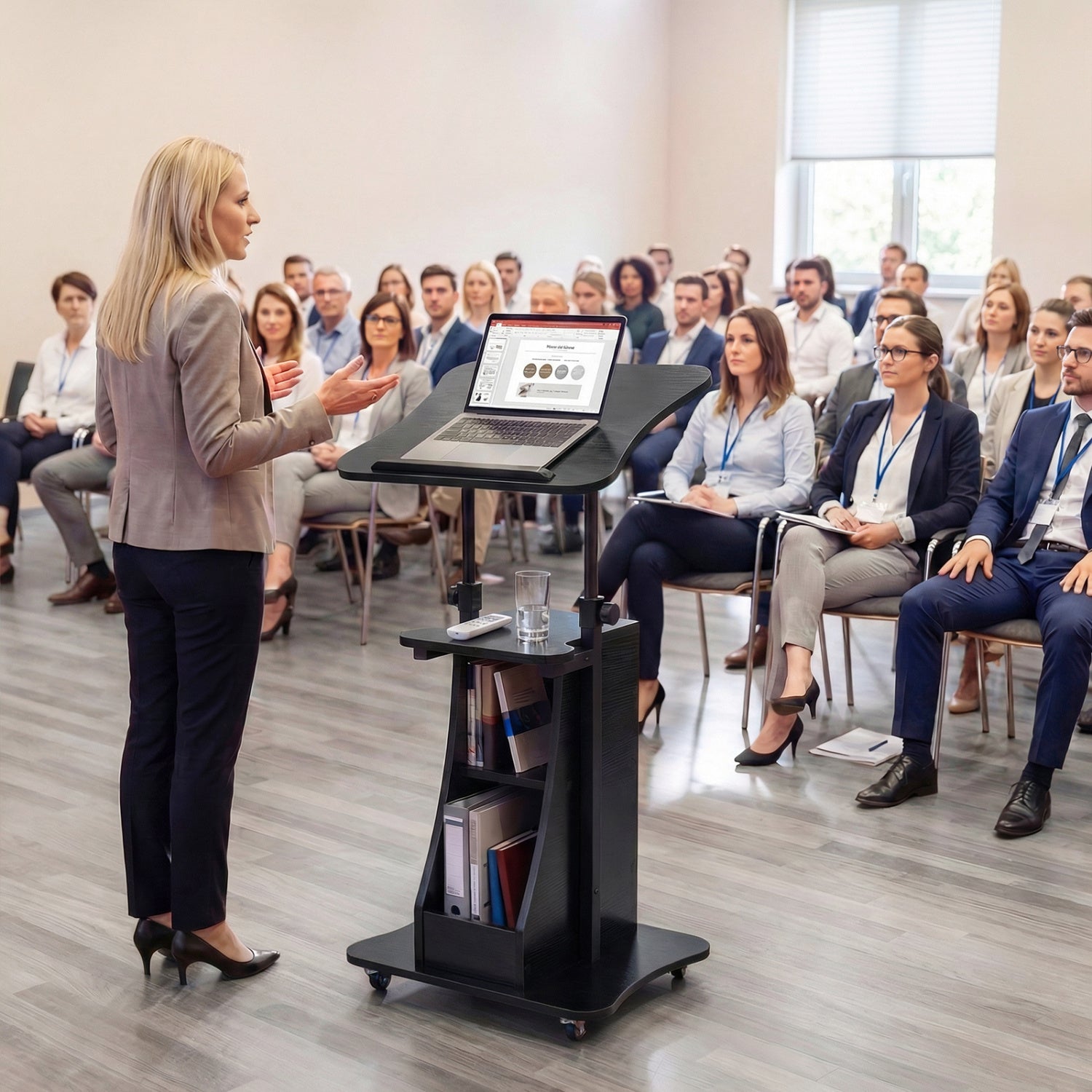 Height Adjustable Sit To Stand Laptop Desk Cart, Black Laptop Tables & Printer Stands at Gallery Canada