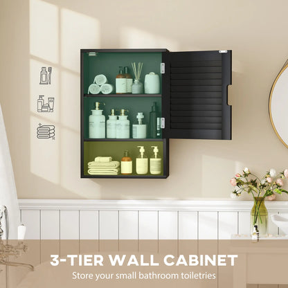 Wall Mounted Bathroom Cabinet, Adjustable Shelves, 40 x 20 x 60 cm, Black Wall Mounted Cabinets at Gallery Canada