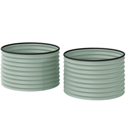 Set Of 2 Metal Raised Garden Beds, Easy To Assemble, Green