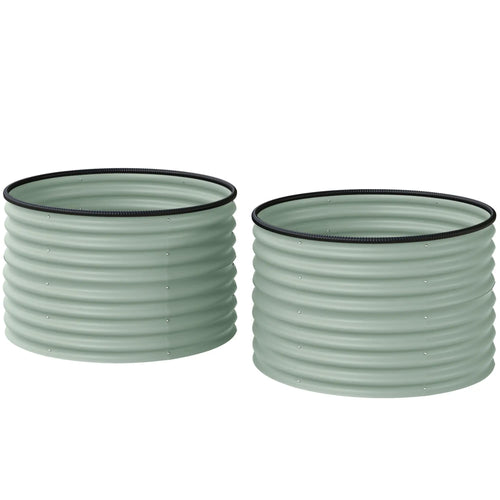 Set Of 2 Metal Raised Garden Beds, Easy To Assemble, Green