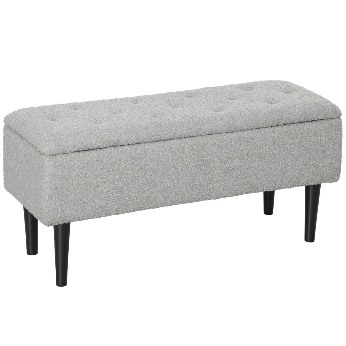 Modern Storage Bench, Ottoman with Lamb's Wool Upholstery, Grey Storage Ottomans & Benches at Gallery Canada