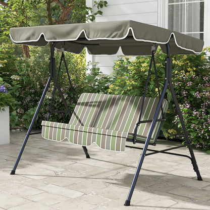 3-Seater Patio Swing With Adjustable Canopy, Green, Brown Patio Swings with Stand at Gallery Canada