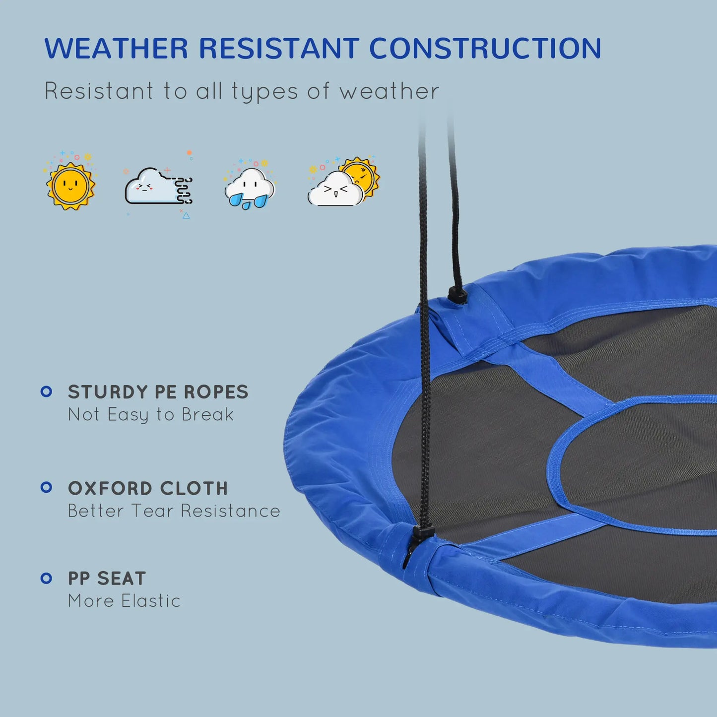 43.25" Saucer Swing, Adjustable Rope Seat, Indoor Outdoor, Blue Gym Sets & Swings at Gallery Canada