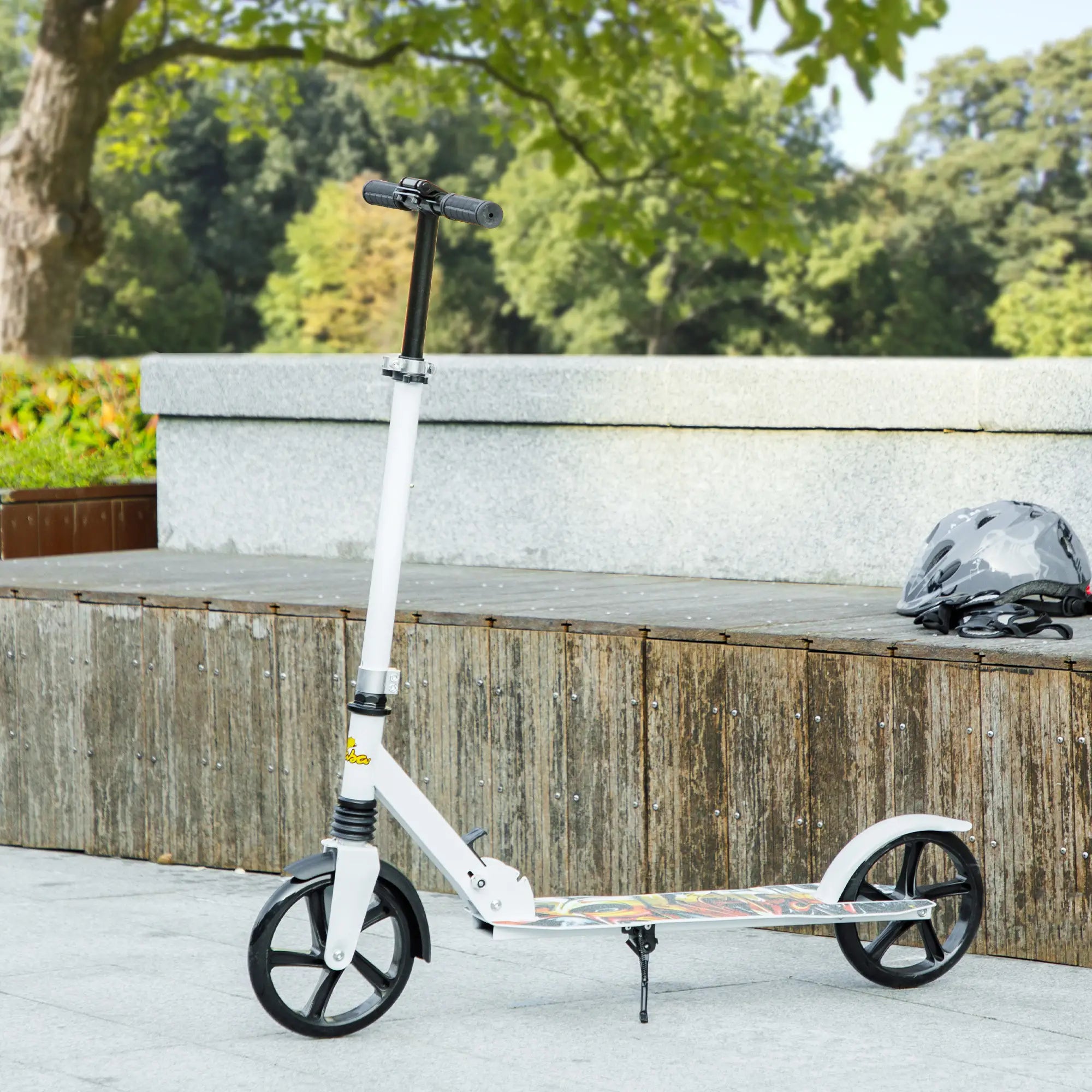 Kids Kick Scooter, Adjustable Height, Rear-Fender Brake, 200mm Wheel, Foldable, White Scooters at Gallery Canada