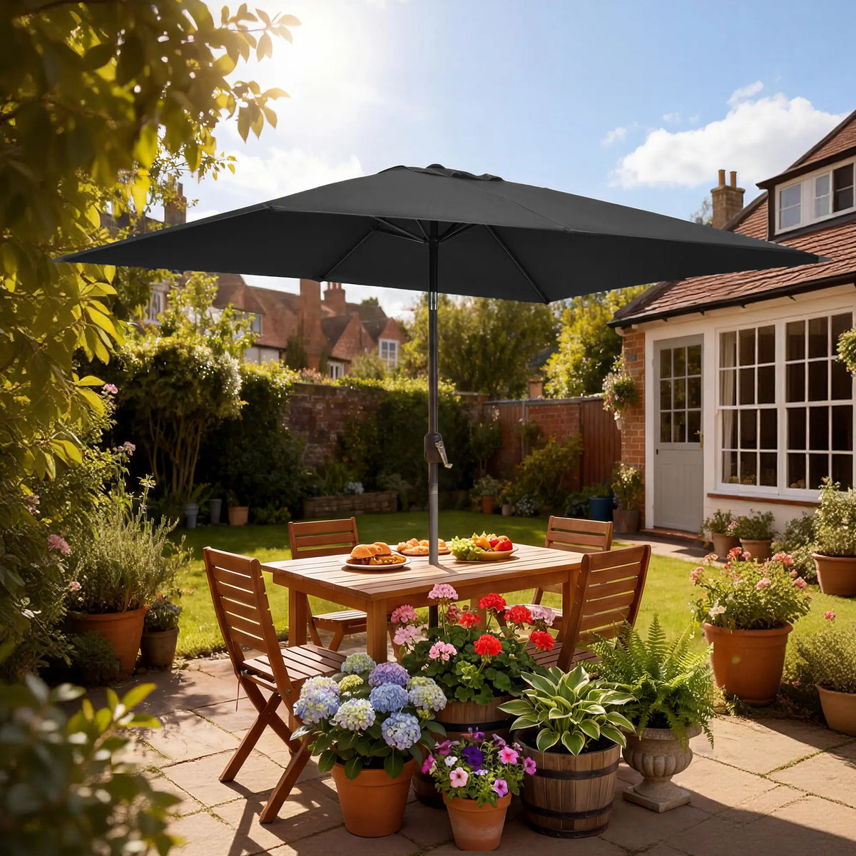 6.5x10ft Rectangle Patio Umbrella, Black