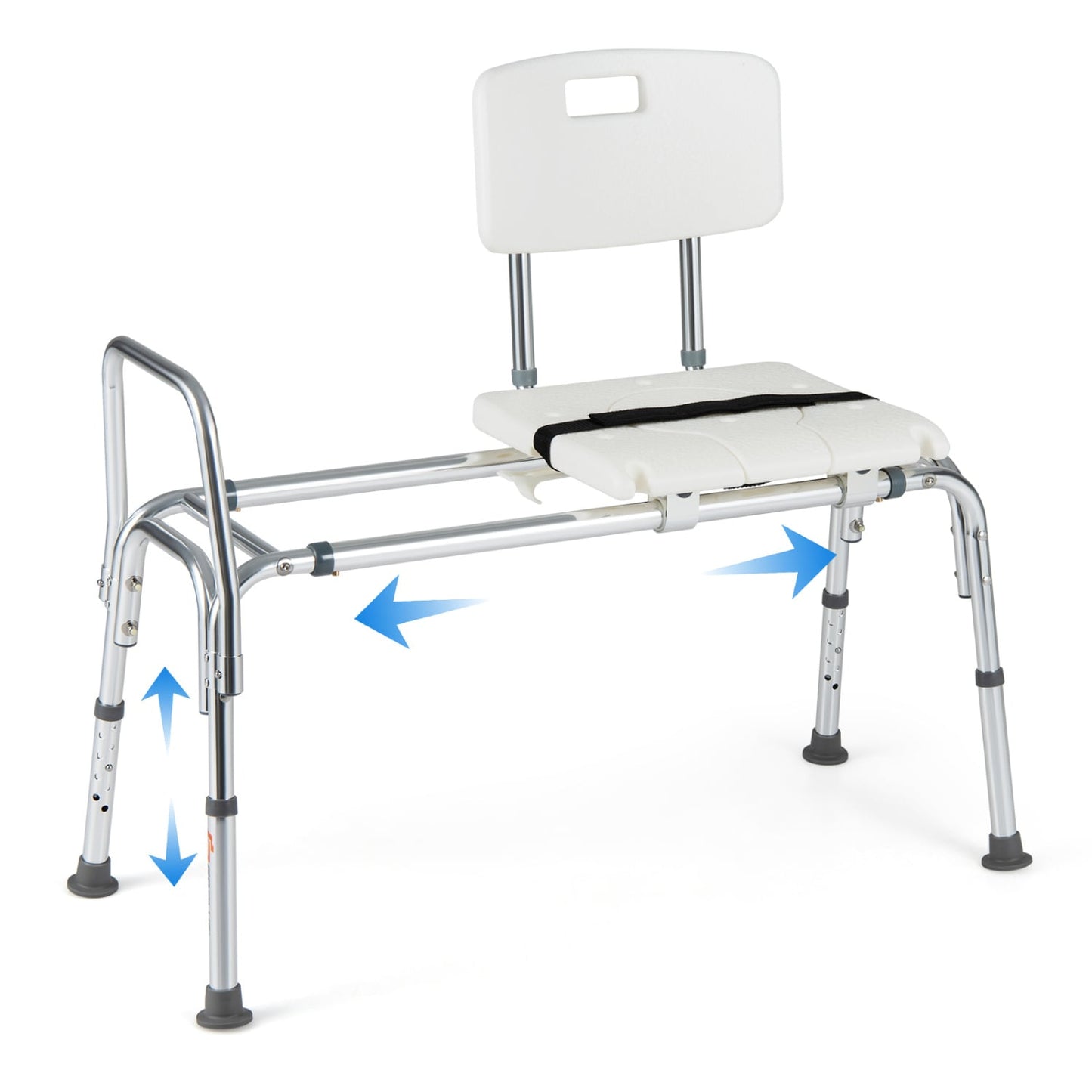 Sliding Tub Transfer Bench, Shower Chair for Elderly, White