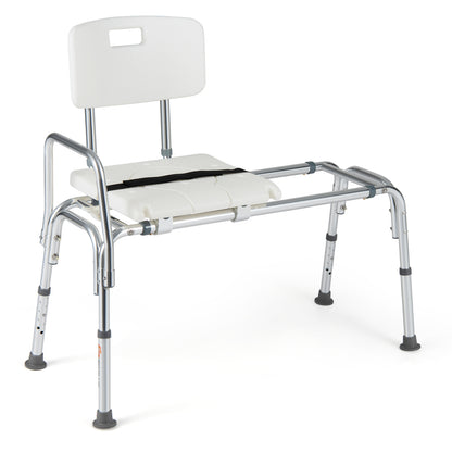 Sliding Tub Transfer Bench, Shower Chair for Elderly, White