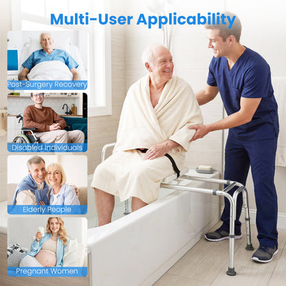 Sliding Tub Transfer Bench, Shower Chair for Elderly, White