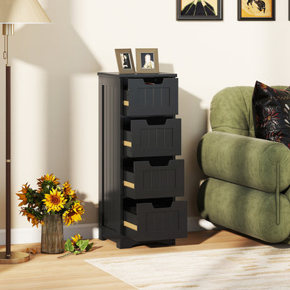 Free-Standing Side Storage Organizer, 4 Drawers, Black Floor Cabinets at Gallery Canada